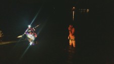 The finish. There was actually a fisherman there who must have thought it was strange to see a man emerge from the darkness in a Speedo. Cam had the most difficult navigation task in the widest part of the lake and doing it at night and GPS says the dude did pretty doggone good.